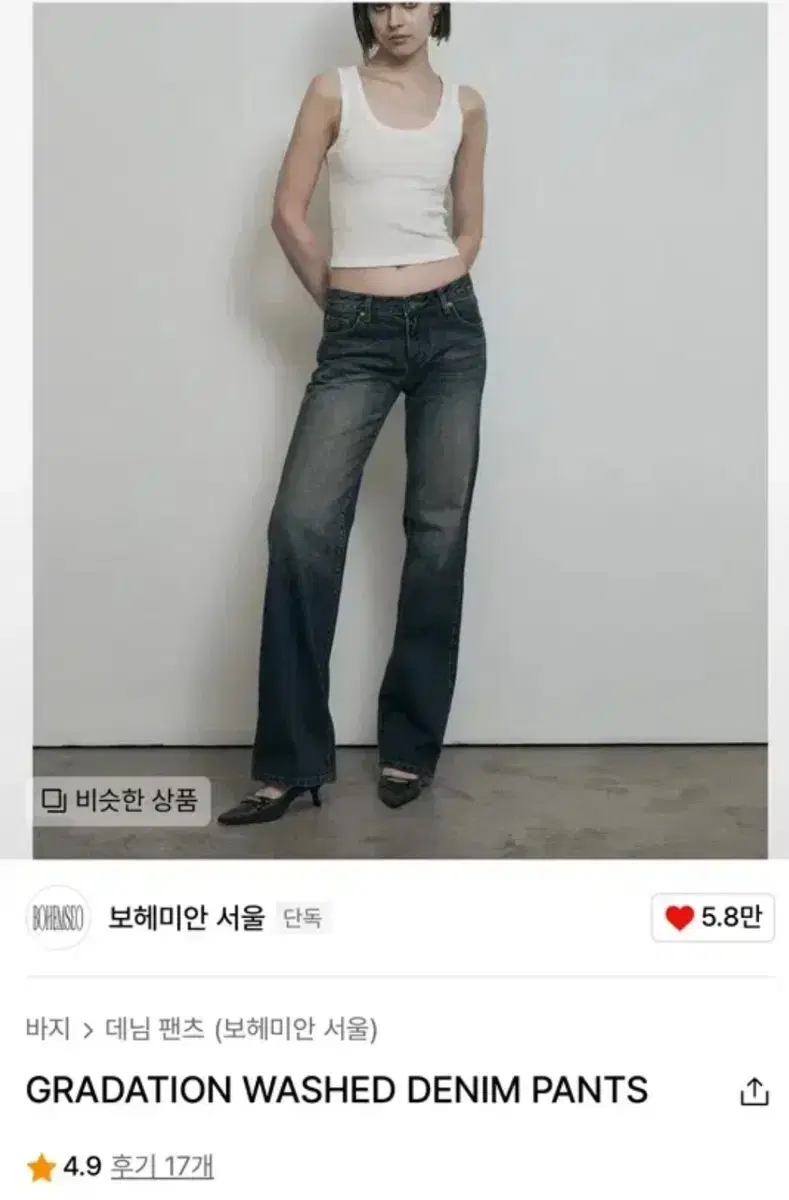 보헤미안서울  GRADATION WASHED DENIM PANTS(텍O)